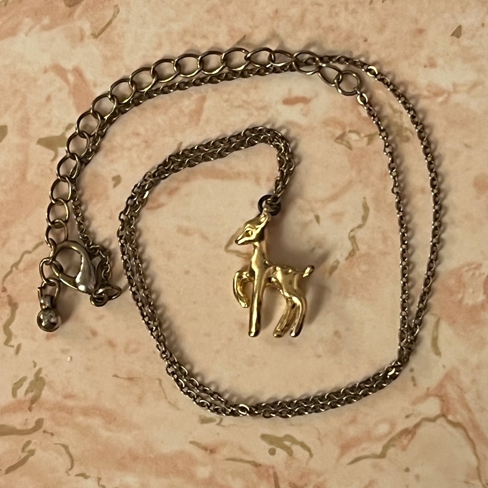 Gold Deer Pendant Necklace